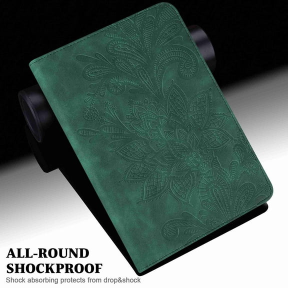 Dteck Embossed Flower Case for Samsung Galaxy Tab A7 Lite 8.7 Inch 2021 (SM-T225 / SM-T220), Premium PU Leather Lightweight Slim Shockproof Protective Cover for Samsung A7 Lite Tablet, green