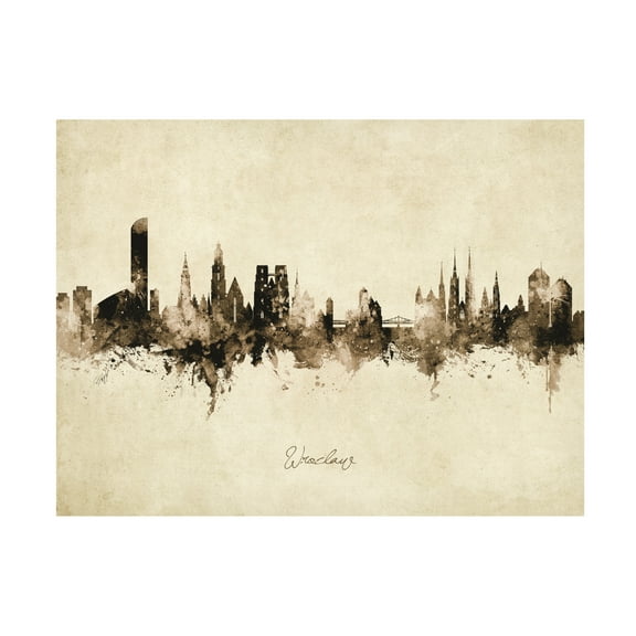 Michael Tompsett 'Wroclaw Poland Skyline Vintage' Canvas Art