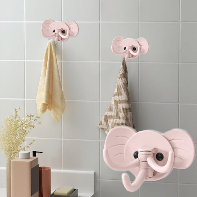 Gancho de pared con forma de elefante | Percha adhesiva sin dejar marcas con ganchos giratorios | Organizador de almacenamiento para el hogar, la cocina y el baño