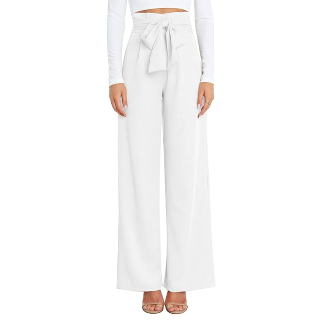 Pantalones Casual Cintura Suelta Color Puro Elegante Traje De Viaje Pantalones Para El Lugar De Trabajo