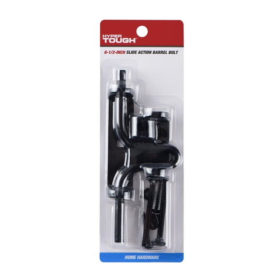 Hyper Tough 6-1/2 Inch Steel Slide Action Barrel Bolt with Mounting Hardware, Black