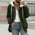 thumbnail image 4 of Casual Men's Winter Coats Hooded Green Fleece Jacket Zip Up Lightweight Plain Mens Clothing, 4 of 6