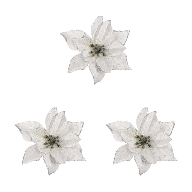 Cateissary 10 Pieces Christmas Flowers Artificial Simulation Tree Heads Large Decoration Household Ornament Xmas Wedding Flower Type1 NO1