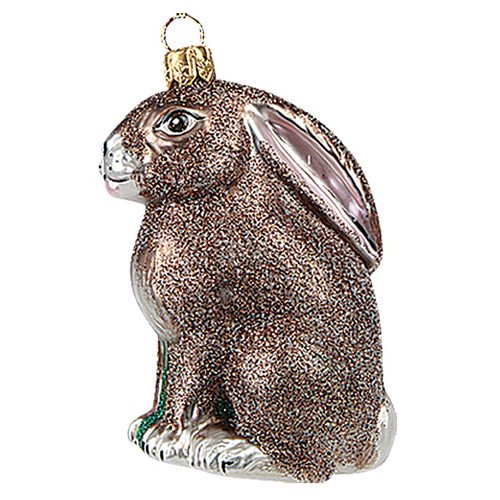 Pinnacle Peak Trading Co Pinnacle Peak Glass Brown Rabbit Christmas Ornament