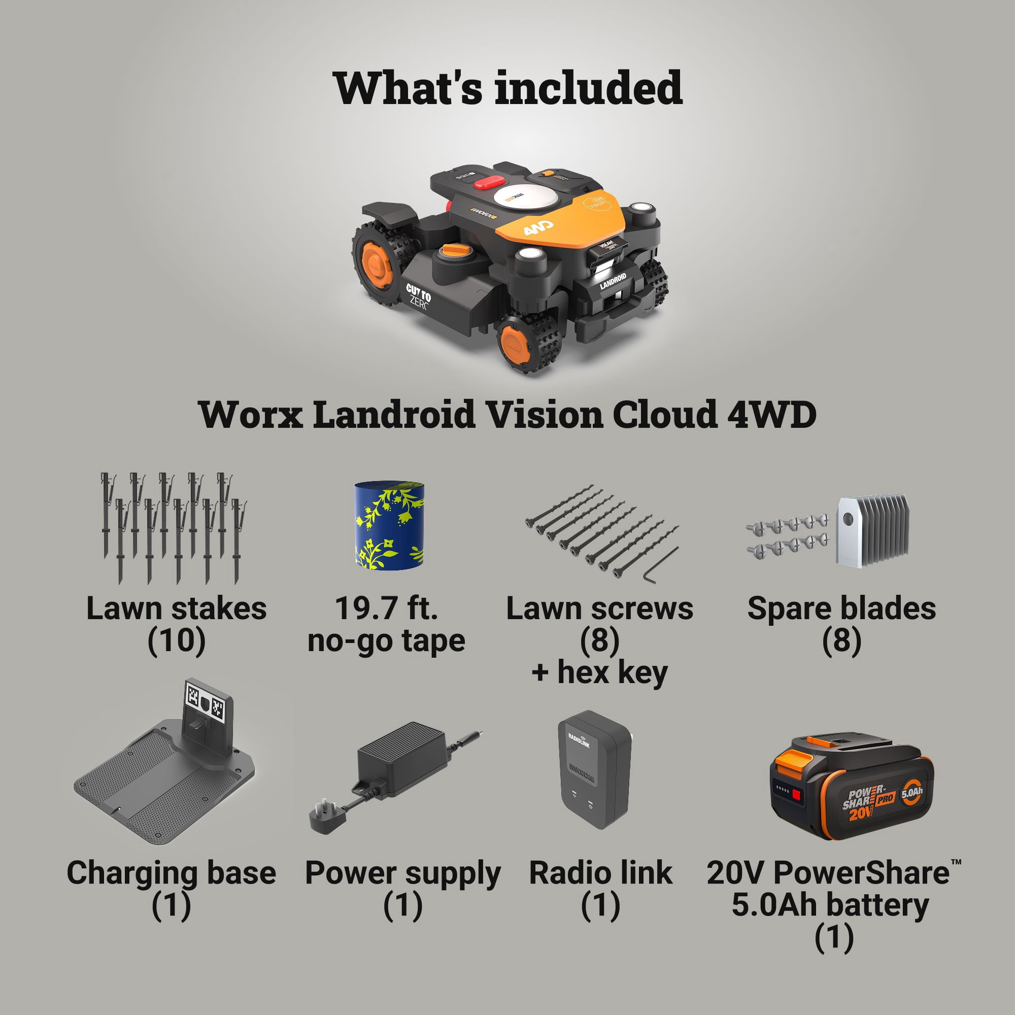 Worx WR342 Landroid Vision Cloud 4WD Robotic Lawn Mower (½ Acre)