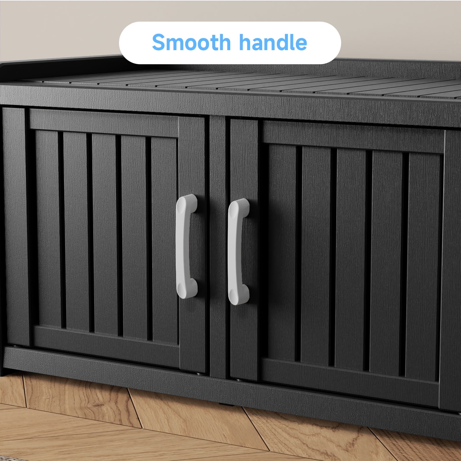 MAYEERTY Two-Door Mini Entry Shoe Storage Cabinet, Weatherproof Shoe Organizer with Removable Layers