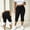 Black, variant on Women's Plus Size Yoga Capri Leggings, High Waist Bow Tie & Split Hem, Stretch Workout Pants for Sports & Lounging Navy L