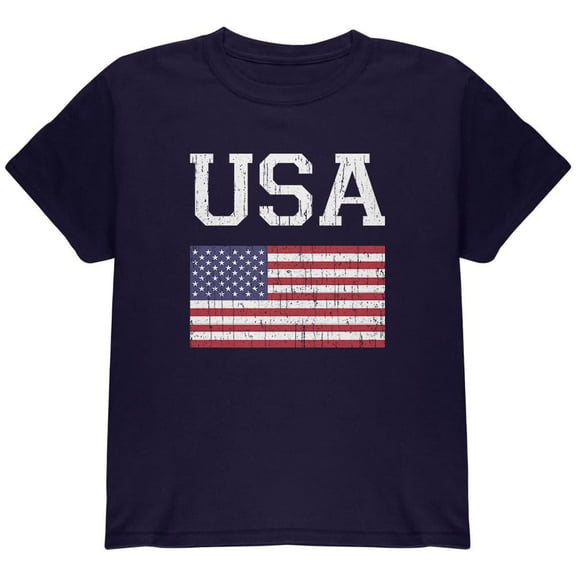 World Cup Distressed Flag USA Navy Youth T-Shirt - Youth X-Large