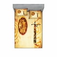 thumbnail image 2 of Ambesonne Vintage Fitted Sheet & Pillow Sham Set, Brown Tribe Art, Twin, Brown Tan, 2 of 3