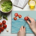 thumbnail image 3 of Ocean Cutting Board, Sea Waves Illustration Features Liquid Ocean Motion Water Image, Decorative Tempered Glass Cutting and Serving Board, Large Size, Pale Blue White, by Ambesonne, 3 of 5