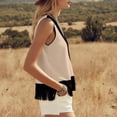thumbnail image 5 of Vivianyo HD Women's Deep V-Neck Fringe Trim Sleeveless Tank Top, Western Boho Color Block Casual Vest Top, Women's Beige, Sizes S-2XL, 5 of 8