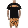 thumbnail image 3 of Mens Hawaiian Resort Suit Coconut Tree Print Short Sleeve T Shirt and Drawstring Waist Shorts 2 Piece Casual Outfit Orange, 3 of 9