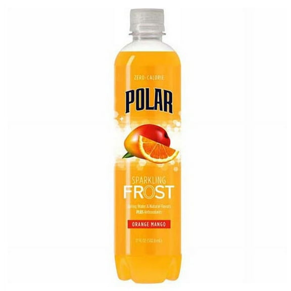 Polar Frost Orange Mango Sparkling Water 17 oz Bottles - Pack of 12