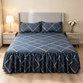 thumbnail image 6 of Bed Skirt with Pillowcases 3 Piece Set Ruffled Bedspread Bed Cover Elastic Dust Ruffle for Under Bed Storage - Polyester Bedroom Decor for Standard Bed, 150x200cm, 6 of 7