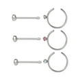 thumbnail image 2 of Body Jewelry Women's 16G Surgical Steel Crystal Nose Studs and Hoops in Mixed Colors, 6 Pack, 2 of 5