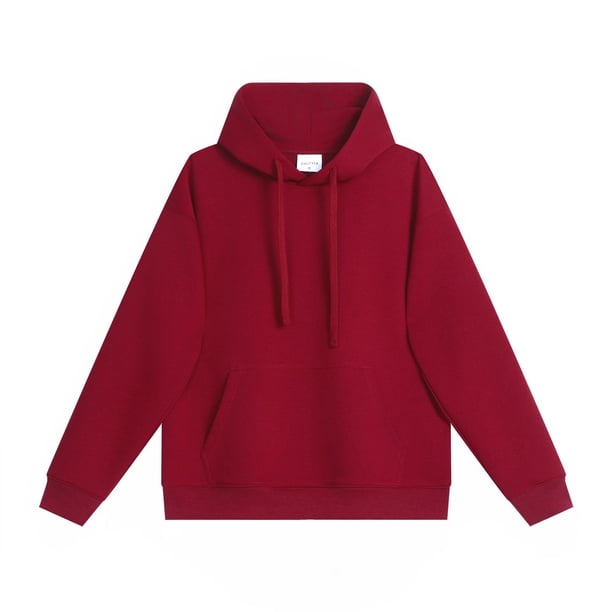 380g Heavyweight Trendy Cotton Loose Fit Hooded Sweatshirt for Men, Solid Color Basic Pullover Hoodie