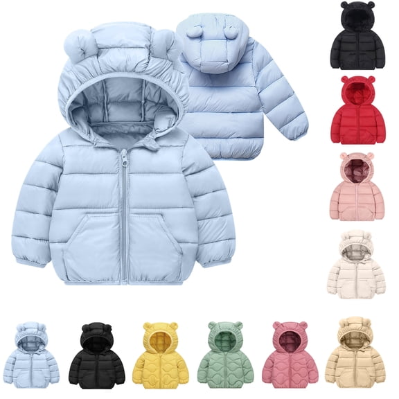 Newborn baby boy girl jacket winter clothes sweater outfit toddler puffer coat Toddler Kids Boys Girls Winter Fleece Padded Jacket Hooded Zip Jacket Coat Ndbuld Blue 4 Years