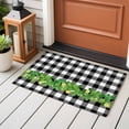 thumbnail image 4 of Entryway Rug 2'x3', St. Patrick's Day Small Rug for Kitchen Bathroom Door Mat Indoor Entrance, Lucky Shamrock Grasses Black White Plaid Non-Slip Area Rugs Floor Mats Carpet Front Door Rugs, 4 of 8