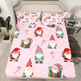 thumbnail image 2 of Homewish Christmas Cute Gnome Full Size Sheets,Sweet Candy Cane Bed Sheets,Pink Red Green Sheet Sets For Girls Kids,Microfiber Bedroom Decor,4 Pieces, 2 of 7