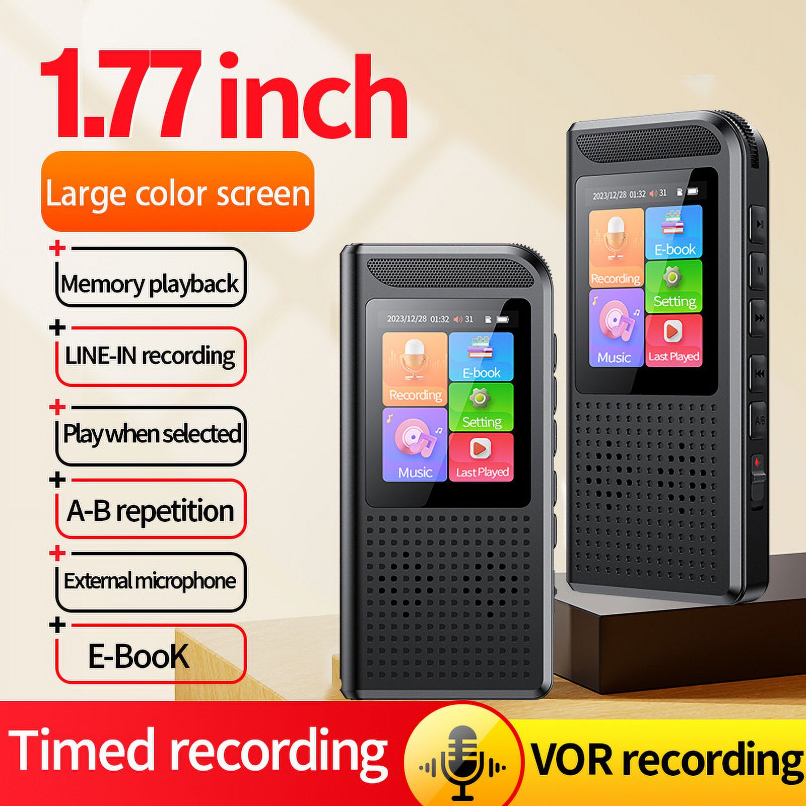 CJBZLCPCOO Voice Recorder Recording Device Digital Voice Recorder for Lectures, Meetings, Interviews Audio Recorder with USB Rechargeable