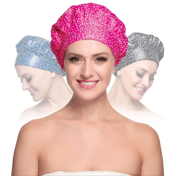TIARA Shower Cap for Women, Terry Lined LeakFree, Washable and