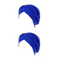 thumbnail image 4 of ZLight Turban Breathable Assorted Colors Single Layer Elastic Comfortable Polyester Head Scarf Wraps Hair Bonnet for Women Sapphire blue Standard 2Set, 4 of 6