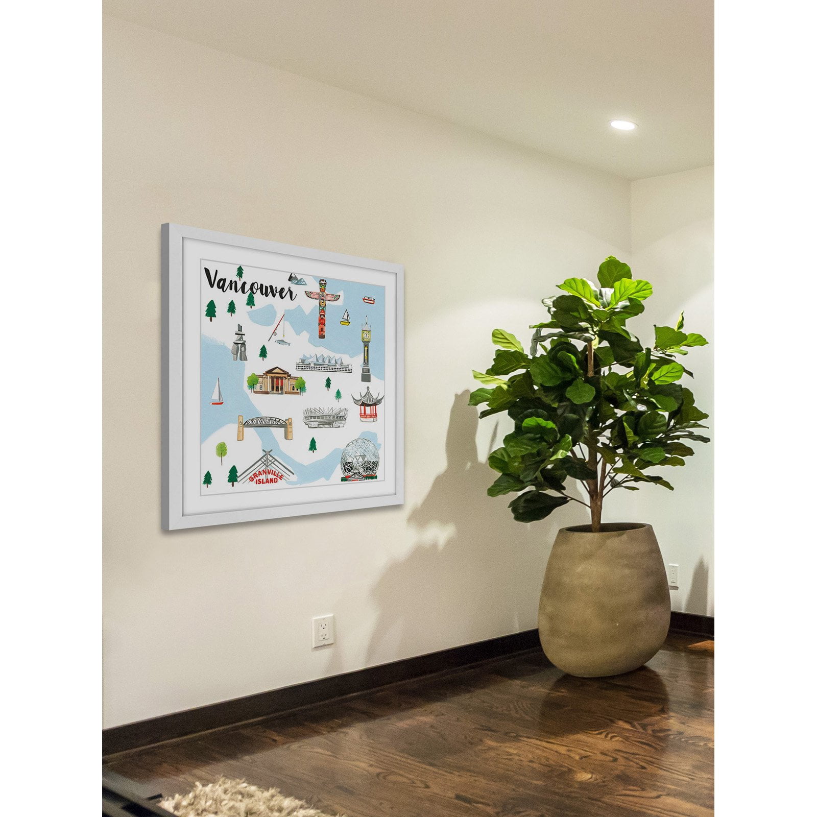 Marmont Hill "Travel Vancouver" By Molly Rosner Framed Painting Art Print, 24.0" x 1.5"