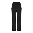 thumbnail image 5 of up to 60% off Gifts Usmixi Casual Trousers for Womens Plus Size Wide Leg Straight Drawstring Long Pants Summer Cotton Linen Elastic Waist Pocket Pants Black l, 5 of 6