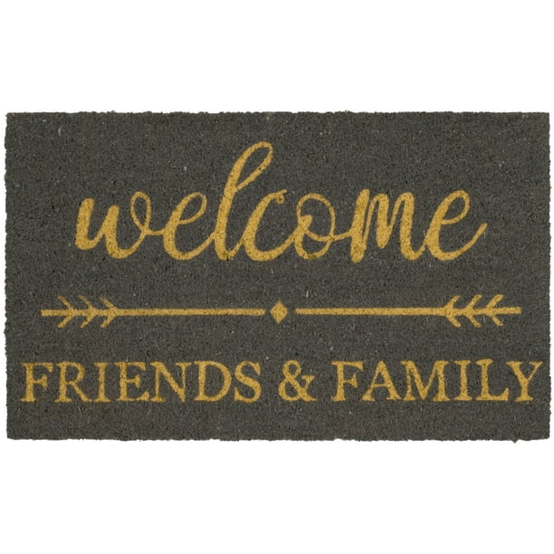 Mainstays Friends & Family Outdoor Coir Doormat, Gray, 18" x 30"