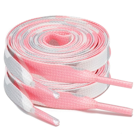 2Pair 24 36 45 63 72 Inch Flat Shoelaces Replacement for Sneakers Pink Leopard