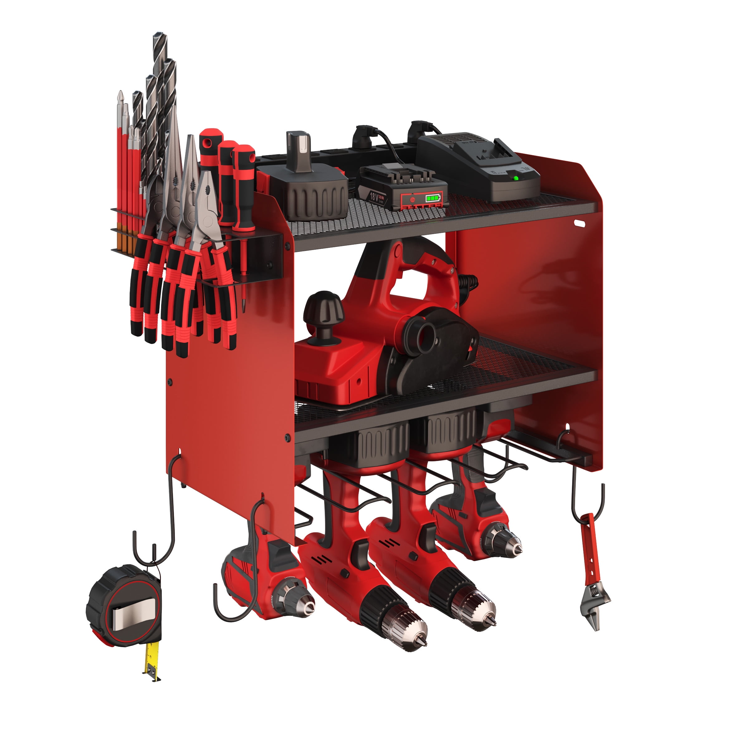 Stalwart Drill Holder Power Tool Organizer Wall Mount with Charging Station