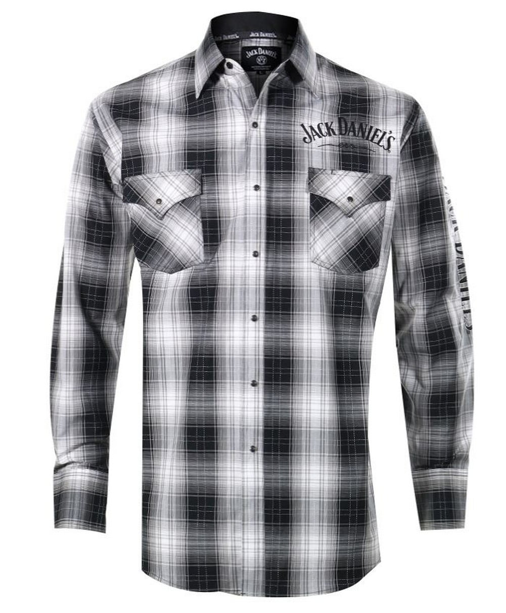 Mens Embroidered Jack Daniel/'s # 7 Whiskey Black Western Long Sleeve Shirt Snaps