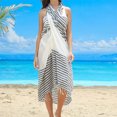 thumbnail image 4 of Wxolcjlv Women's Striped Fringe Wrap Sarong Skirt Tie Waist Beach Long Skirts, 4 of 5