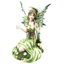 Beautiful Earth Gaia Fairy Goddess With Moss Jade Dragon Figurine Meadows of Fae Garden Collector Sculpture Statue