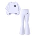 thumbnail image 5 of ITSAME Girls Outfit Set 2-Piece Fall Clothes Bow Print Long Sleeve Crewneck Pullover and Flared Pants Size 5T, 5 of 9