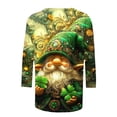 thumbnail image 5 of T-Shirt à Col Rond Imprimé de la Saint-Patrick pour Femmes, Manches Trois Quarts 3/4, Coupe Ample, 5 of 5