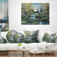 thumbnail image 4 of Designart Brook and Rocks Oil Painting - Landscape Painting Throw Pillow - 18x18, 4 of 5