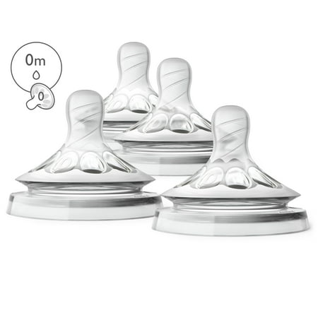 Philips Avent Natural Baby Bottle First Flow Nipple, 4pk, SCF657/43