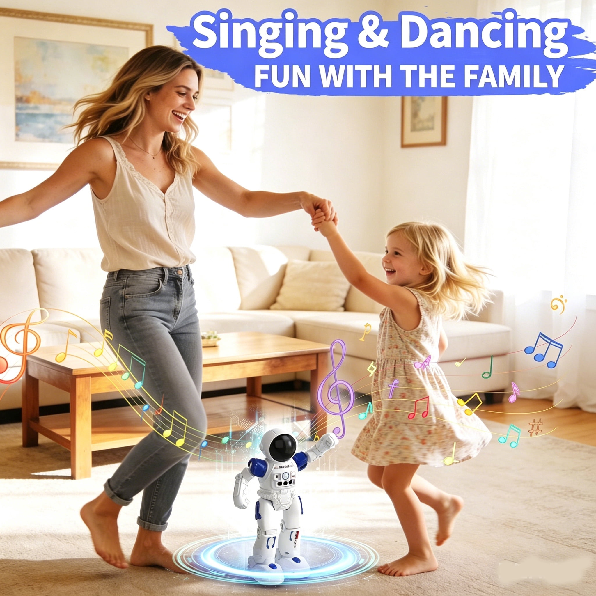 Lvelia RC Robot Toy for Kids,Gesture & Sensing Programmable Interactive Remote Control Singing Dancing Rechargeable Smart Robot with Auto-Demon, Birthday Gift for 3+ Years Old Boys Girls