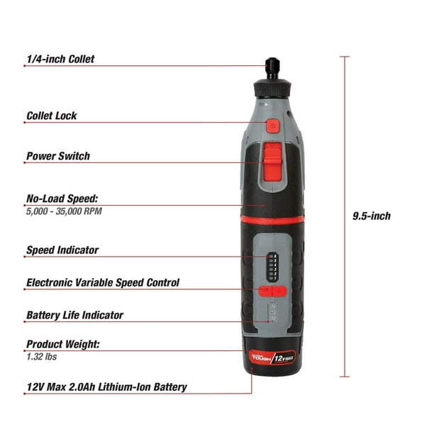 Hyper Tough 12V Max Cordless Rotary Tool with 40-Piece
