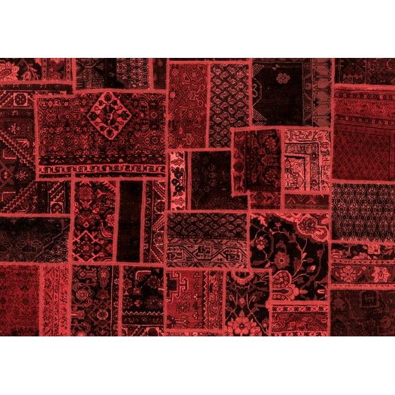 Ahgly Company Indoor Rectangle Patchwork Red Transitional Area Rugs, 2' x 5'