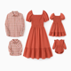 thumbnail image 1 of PatPat Conjuntos de Familia para Coincidir Camisa a cuadros de mangas largas naranja o Vestido de capas con muñones y corsé encajeado, 1 of 2