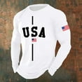 thumbnail image 2 of XIAONU Flag Letter Print Long Sleeve T-Shirt for Men Crew Neck Sports Casual Tees Tops, 2 of 4