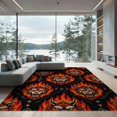 thumbnail image 2 of ODIKA 8'x10' Washable Area Rug Beast Tattoo Statement Arcade Motifs Designer Graphic Face Refined for Dining Room, Large Office, Lounge, Non-Slip Chair-Friendly Mat, 2 of 7