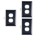 thumbnail image 2 of AMLESO 3 Pieces Electrical Outlet Covers Plate Covers Sturdy Decorative Wall Plates 2 Hole Black, 2 of 8