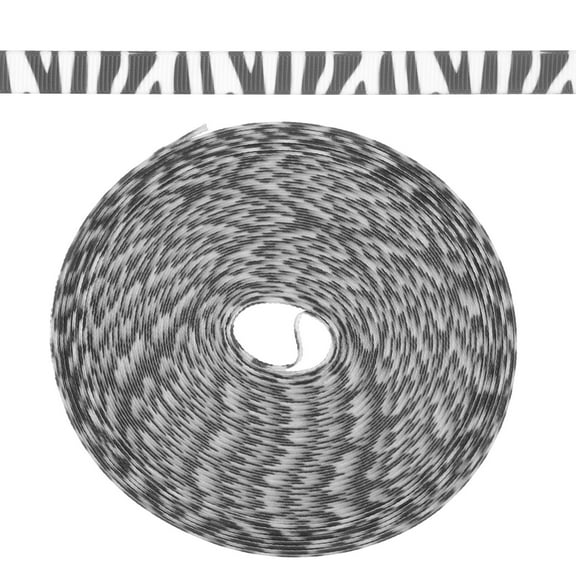 Worgeous Wear-Resistant Package Ribbon Zebra Print Pattern Polyester 1 Roll 353.70X0.39X0.04in