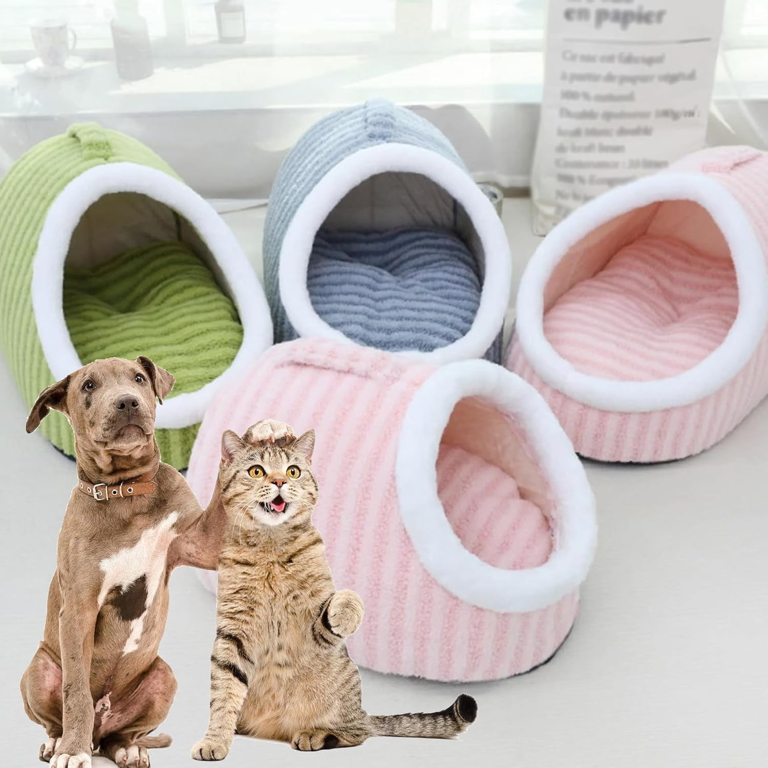 Chewie Cozy Dog Nest, Zentric Hideaway Dog Bed, Cozy Hideaway Pet Bed Dogs, Cat Dog Bed with Blanket, Soft Pet Slipper Cave Bed, Covered Dog Bed for Dogs Cats (Green, S/17.7 x 11.8 x 9.8 in)