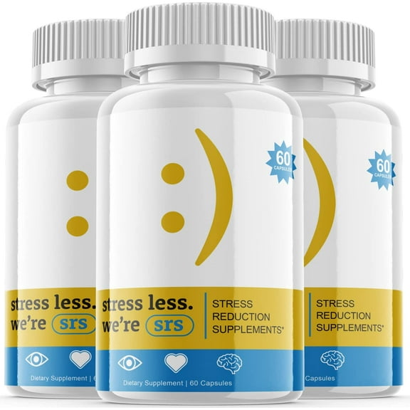 (3 Pack) SRS Stress Reduction Supplement - Dietary Supplement for Focus, Memory, Clarity, & Energy - Advanced Cognitive Support Formula for Maximum Strength - 180 Capsules