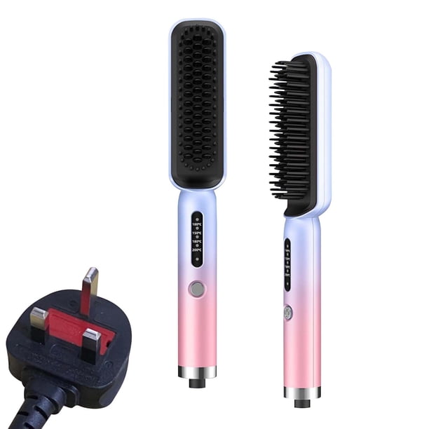 Peine para cabello liso con rodillo caliente, peine para uso en seco y húmedo, herramienta de peinado para el hogar, ideal para peluquerías en casa, diseño plegable portátil, estructura de