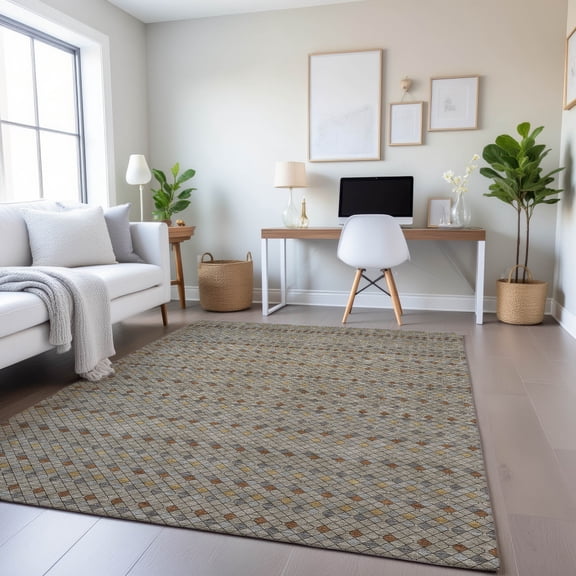 Addison Rugs Mayfield Premium Machine Washable Transitional Stripes Taupe Rectangle Rug, 10' x 14'